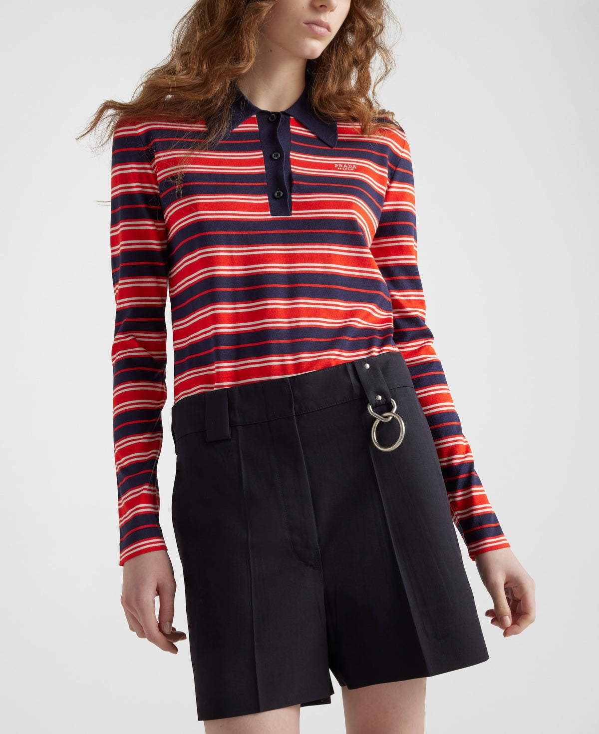 Prada P24P2DSOOO16VJ,Prada striped polo shirt,Prada striped red polo shirt,Prada striped womens polo shirt,Prada womens polo
