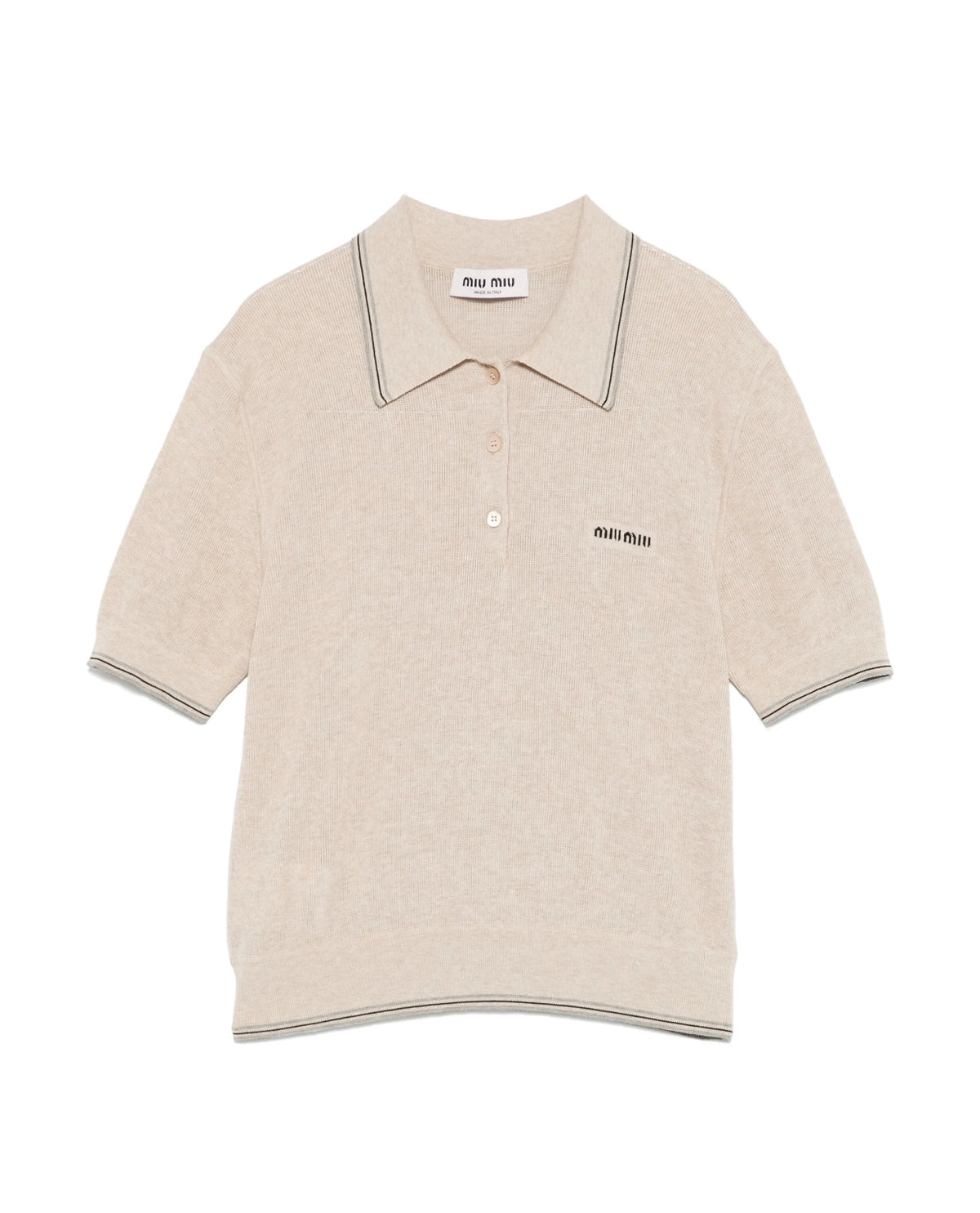 MIU MIU MML95616OPSOOO,Miu Miu polo top,Miu Miu knitted polo shirt,Miu Miu womens polo top,Miu Miu womens polo shirt,Miu Miu