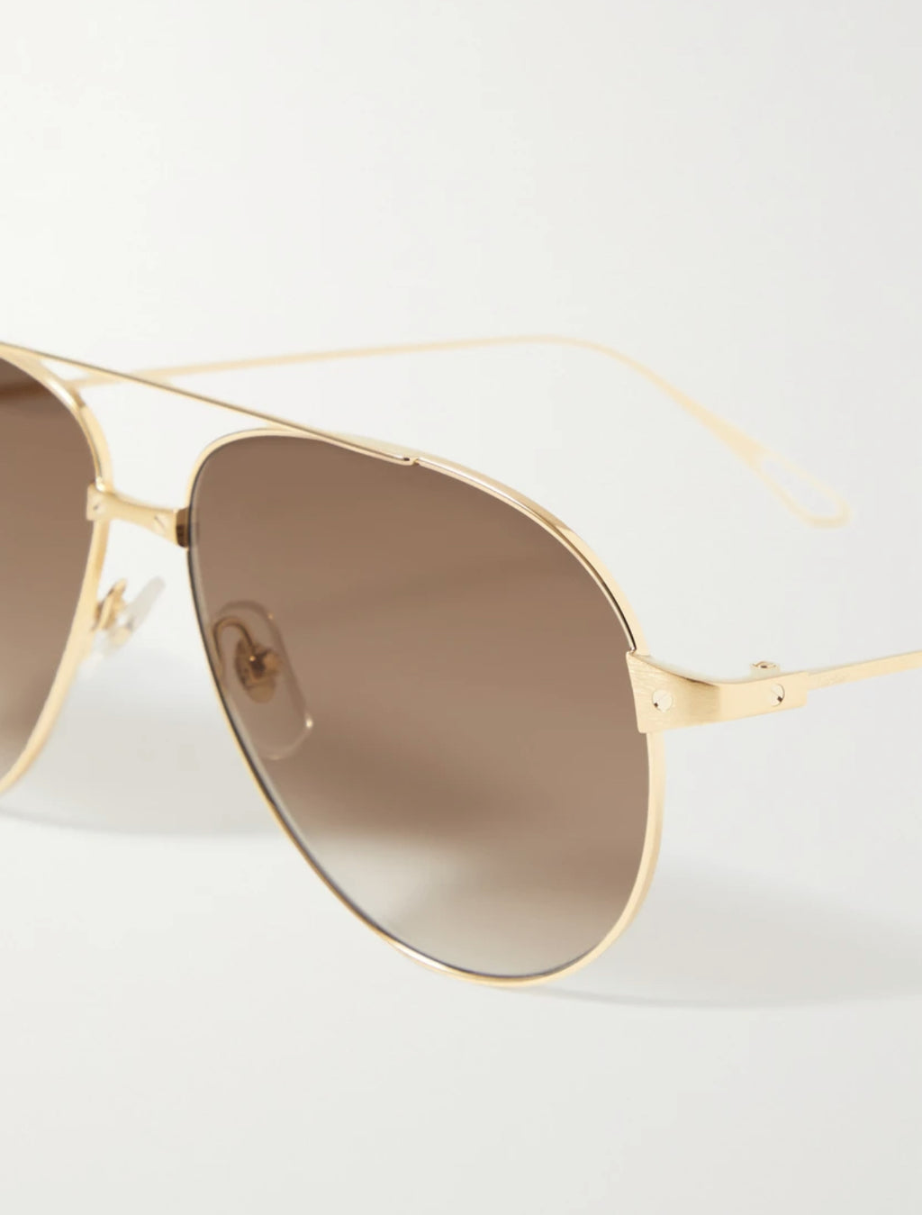Cartier Santos de Cartier Aviator Style Gold Tone Sunglasses
