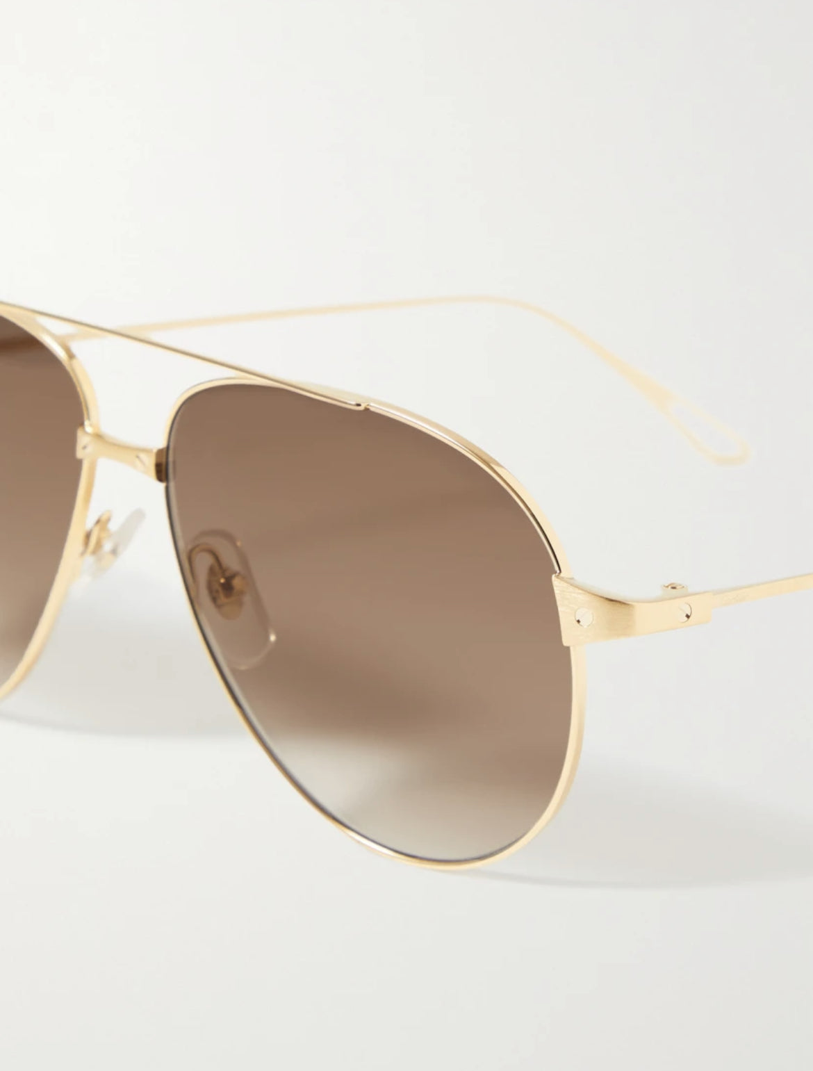 Cartier Santos de Cartier Aviator Style Gold Tone Sunglasses