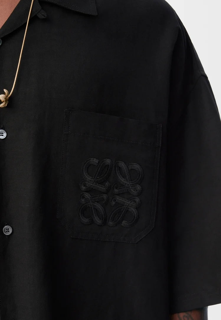 Loewe H616Y05X73,Loewe short sleeve shirt,Loewe black short sleeve shirt,Loewe black shirt,Loewe oversized black shirt,Loewe