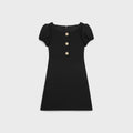 Celine RR0C3207Z.38NO,Celine mini dress with jeweled buttons,Celine mini dress,Celine black dress,Celine black cotton dress,C