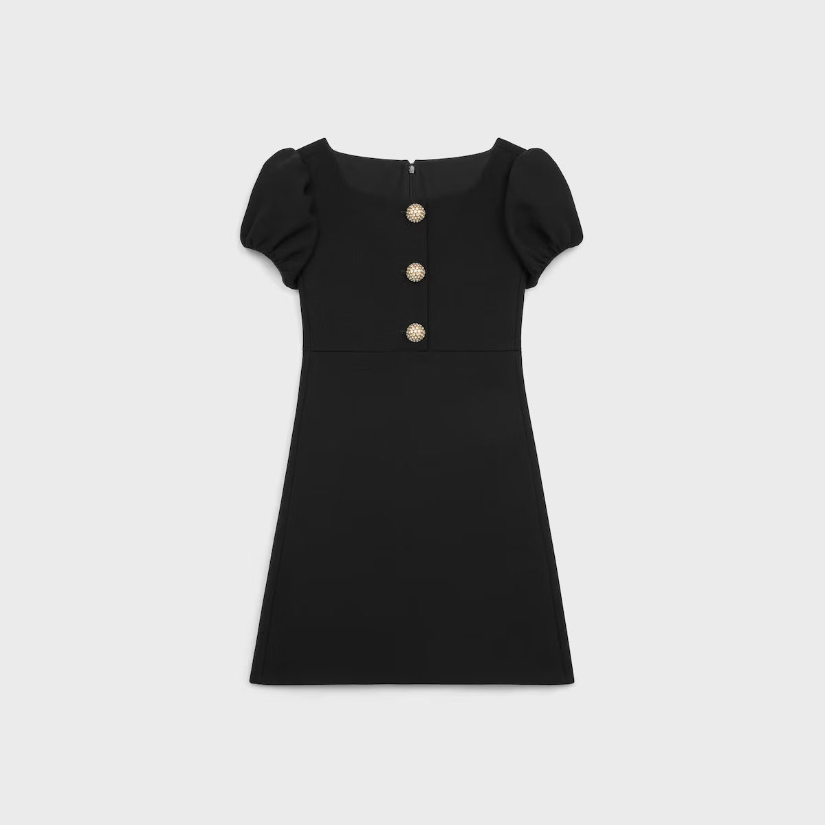 Celine RR0C3207Z.38NO,Celine mini dress with jeweled buttons,Celine mini dress,Celine black dress,Celine black cotton dress,C