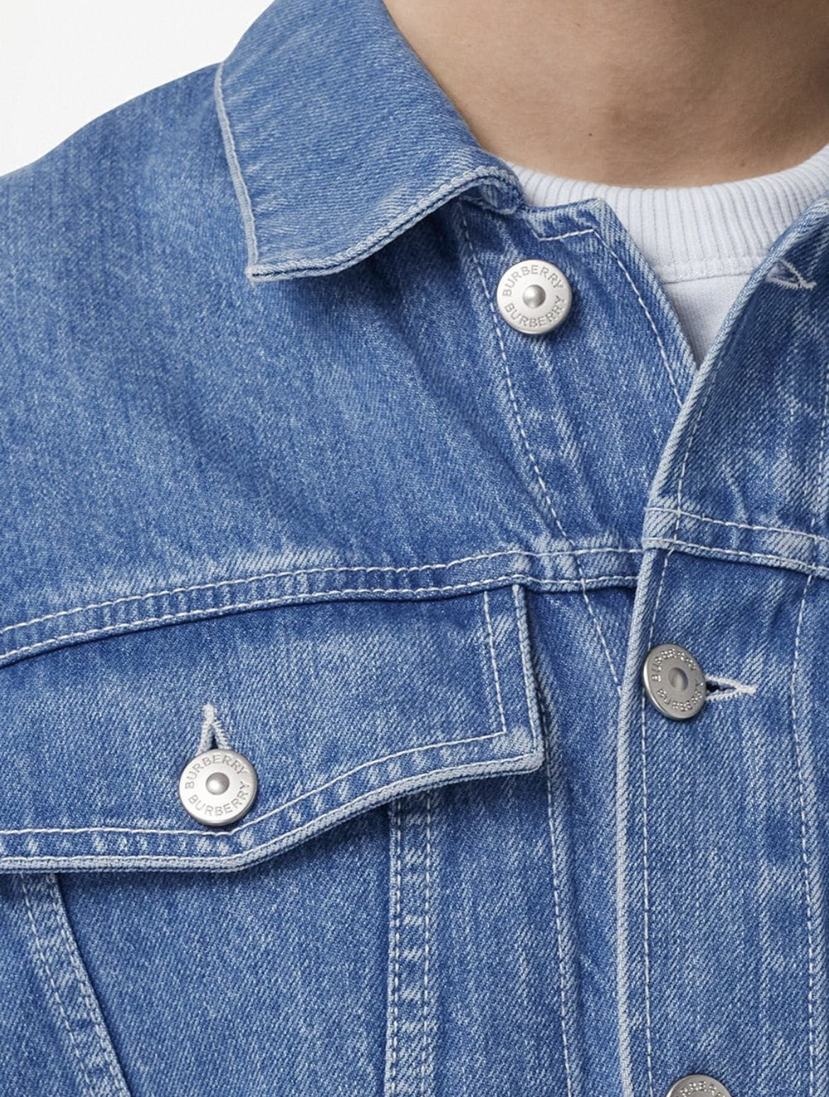 Burberry logo appliqué washed denim jacket