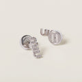 Miu Miu metal earrings with crystals,Miu Miu crystals earrings,Miu Miu silver crystals earrings,MIU MIU logo earrings,MIU MIU