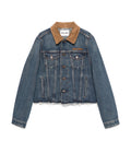 MIU MIU corduroy collar jacket,MIU MIU GWB235SOOO1567,MIU MIU denim jacket,Miu Miu denim jacket blue,Miu MIU brown collar den