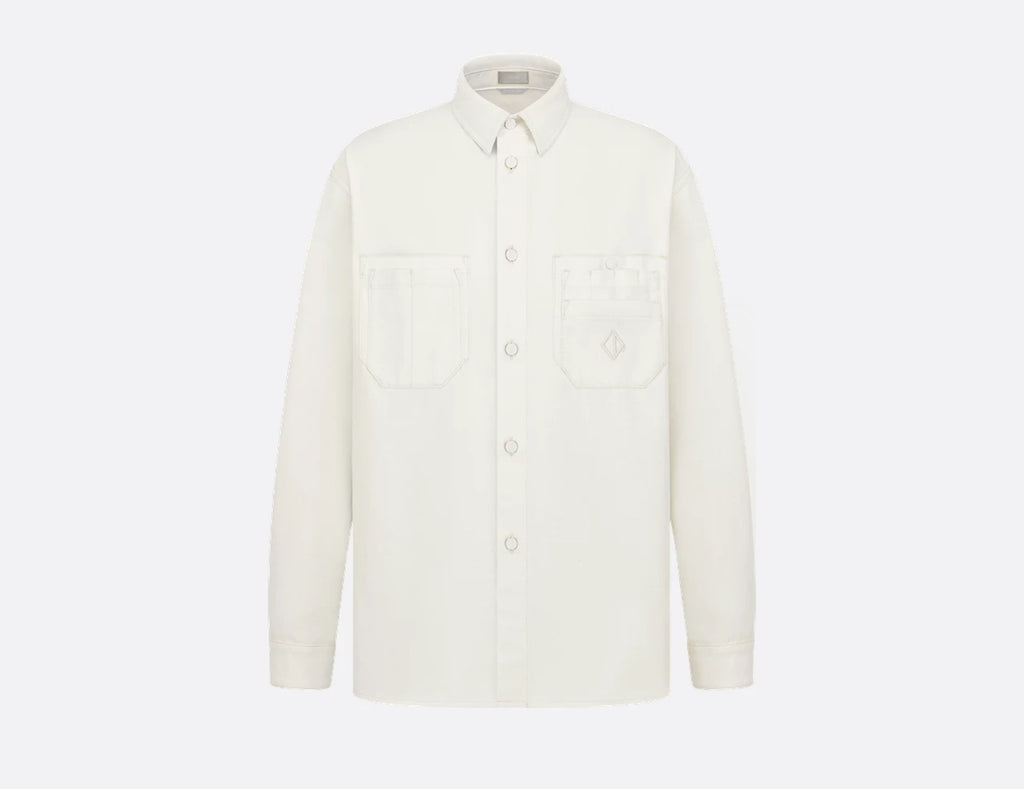 Dior 593D581A3011,Dior CD diamond shirt,Dior CD embroidery white shirt,Dior white shirt,Dior white shirt mens,Dior white shir