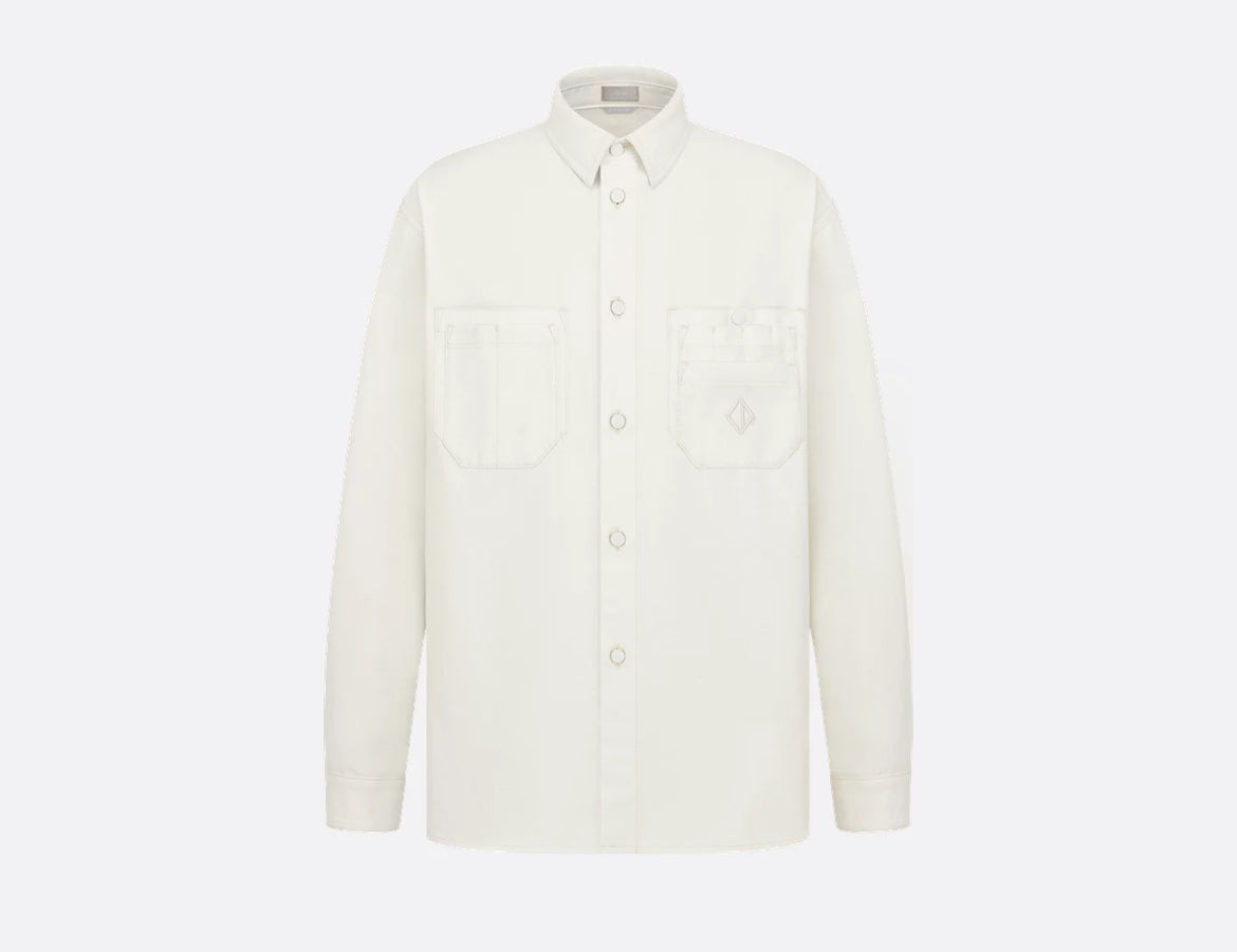 Dior 593D581A3011,Dior CD diamond shirt,Dior CD embroidery white shirt,Dior white shirt,Dior white shirt mens,Dior white shir