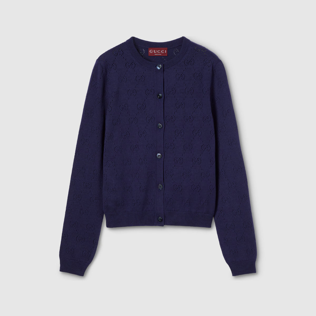 Winniemodo,Winniemodony,Gucci 856202 XKFCO,Gucci GG pointelle cardigan,Gucci cardigan blue,Gucci cardigan women,Gucci cardiga
