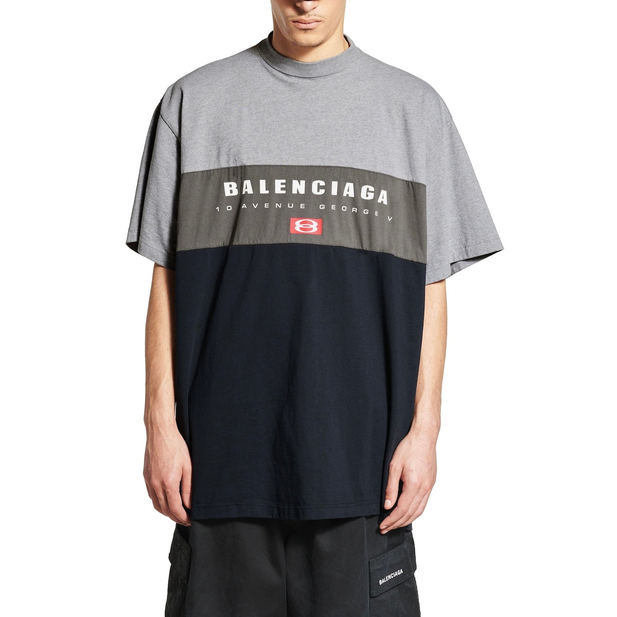Balenciaga 744439TSVB1,Balenciaga grey black t-shirt,Balenciaga Oversized T-shirt,Balenciaga unity t-Shirt,Balenciaga T-Shirt