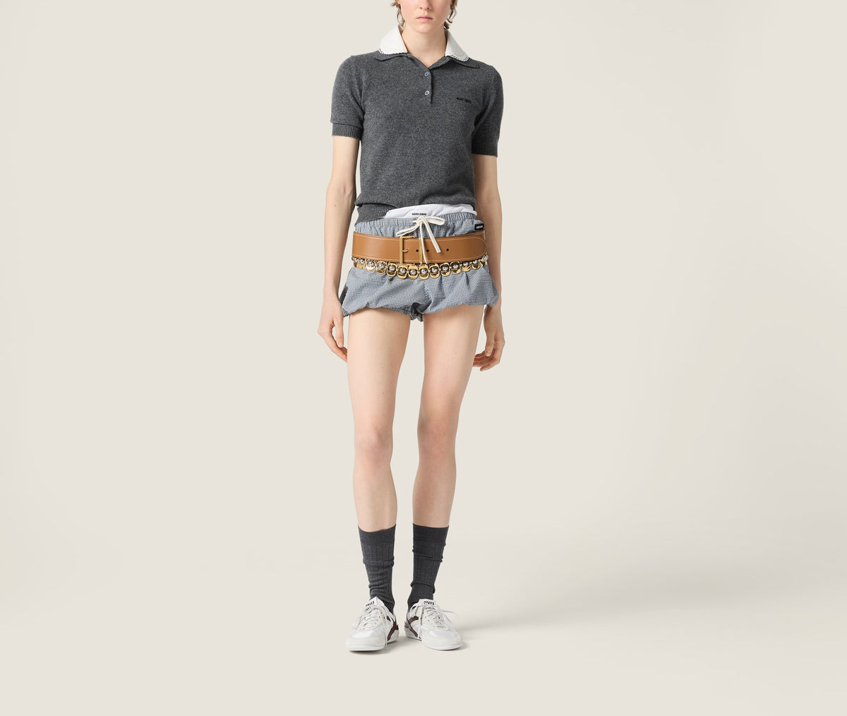 Winniemodo,Winniemodony,MIU MIU MML03Z,MIU MIU Cashmere polo,MIU MIU polo women,MIU MIU knit polo shirt,Miu MIU womenwear sal