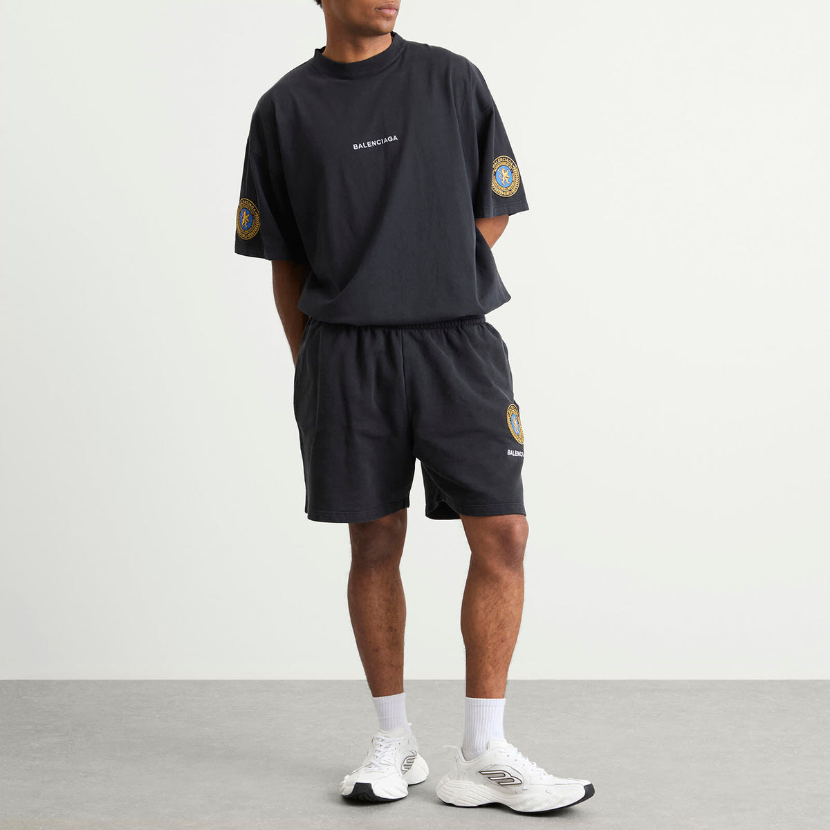 Balenciaga 826385TSVH3,Balenciaga uniform merch dry molleton shorts,Balenciaga uniform merch shorts,Balenciaga shorts black,B