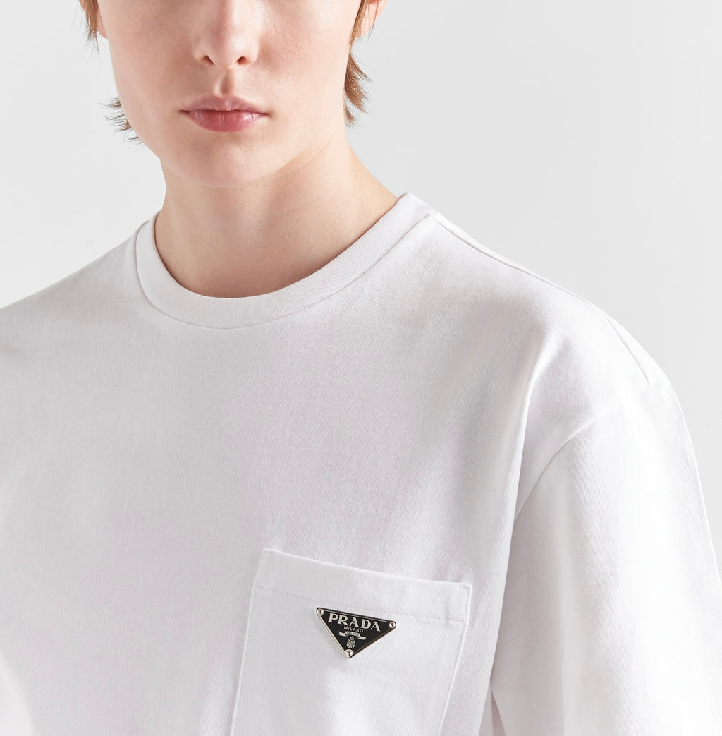 Prada 3515B_10UP_F0009_S_231,Prada jersey T-shirt,Prada pocket t-shirt,Prada pocket white t-shirt,Prada womens white t-shirt,