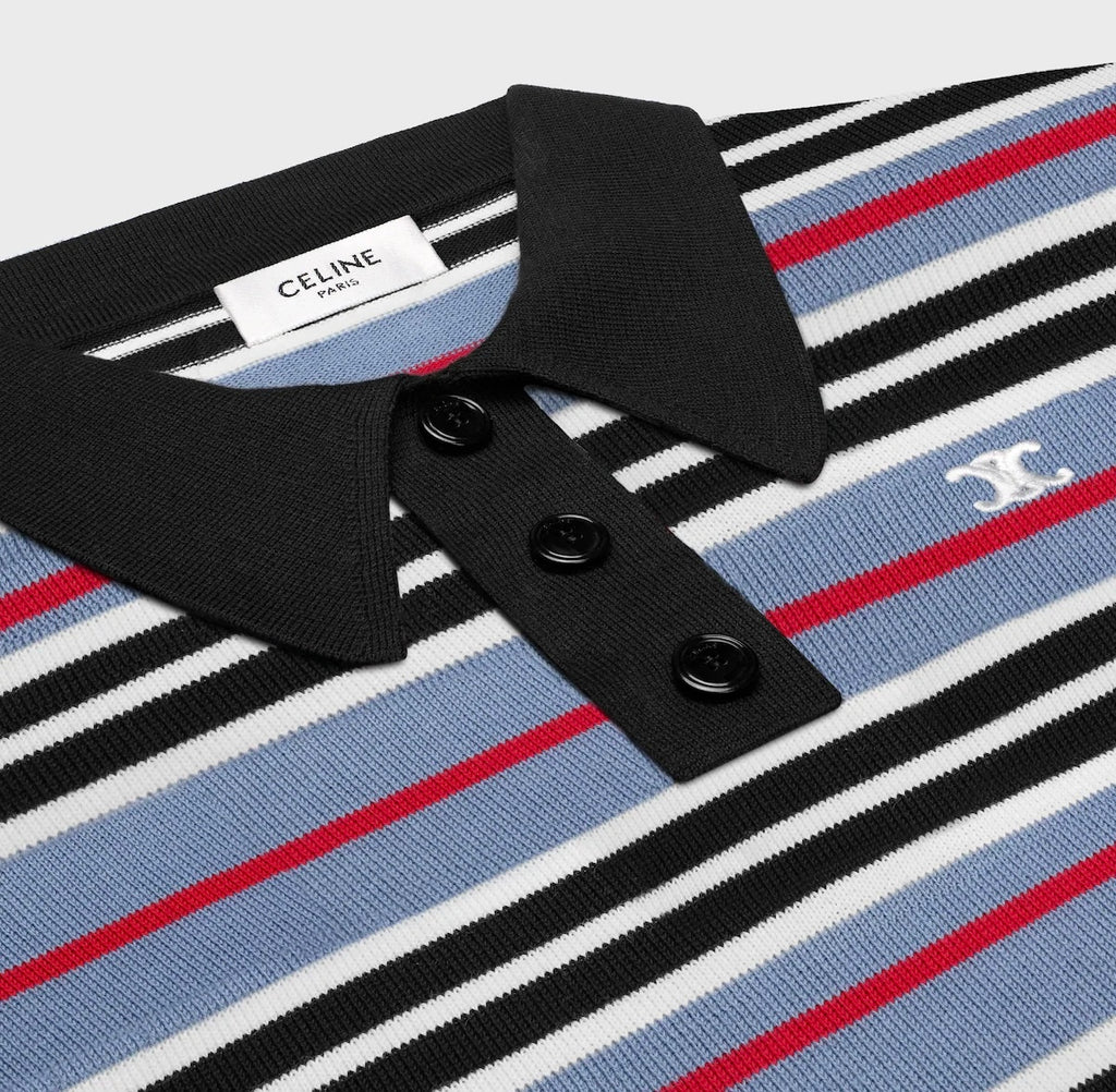 Celine RY0BY886Z.GAN5,Celine cropped polo in striped,Celine cropped polo shirt,Celine cropped striped polo shirt,Celine polo