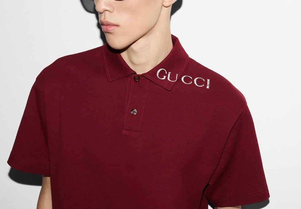 Gucci 806255 XJG14,Gucci printed polo shirt,Gucci polo shirt red,Gucci polo shirt white,Gucci polo shirt mens,Gucci polo shir