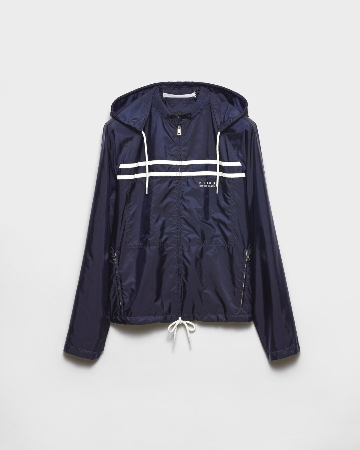 Prada SGC904_1WQ9_S_OOO,Prada Re-nylon jacket,Prada zip up jacket,Prada blue hood jacket,Prada blue jacket mens,Prada jacket
