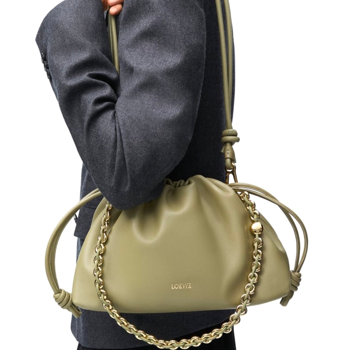 Loewe Medium Flamenco purse, Loewe Medium Flamenco bag, Loewe Flamenco bag, Loewe green flamenco bag, Loewe Medium Flamenco g