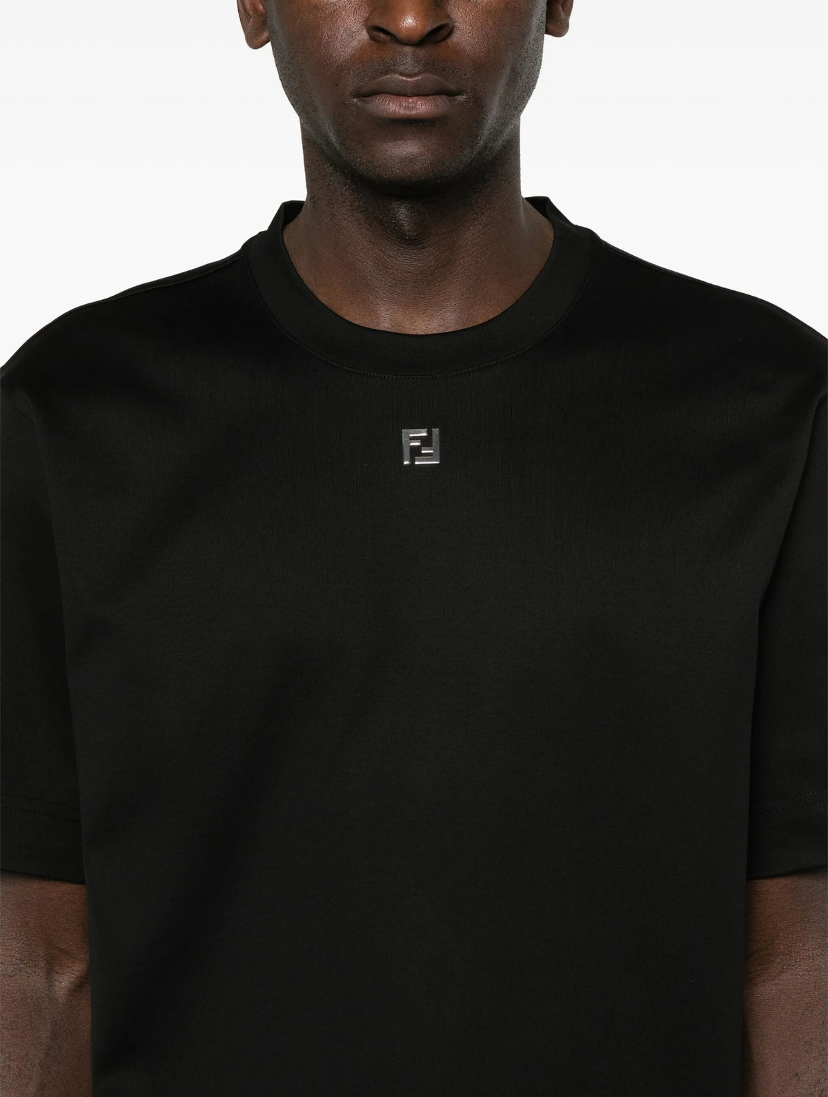 Fendi FY0936ARYY,Fendi FF logo T-shirt,Fendi FF black T-shirt,Fendi FF T-shirt mens,Fendi black T-shirt mens on sale,Fendi T-