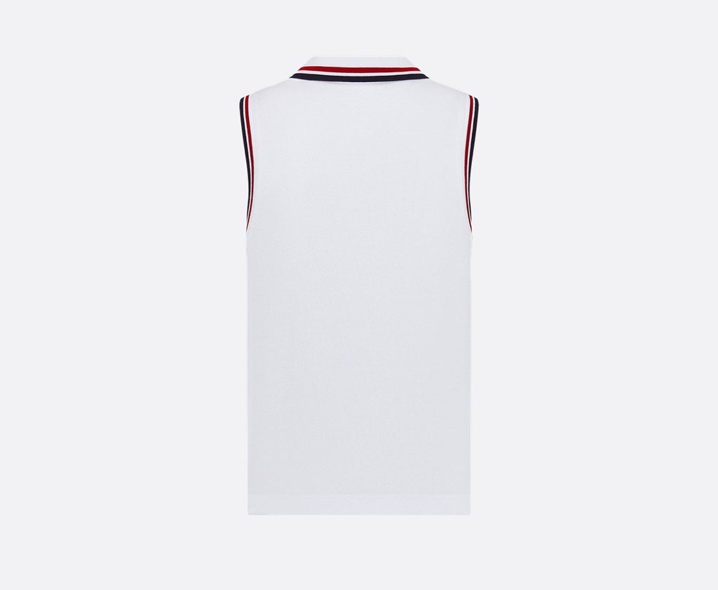 Dior 513T12A4200,Dior vibe tank top,Dior white vest,Dior white sleeveless polo,Dior white womens polo shirt,Dior white polo s