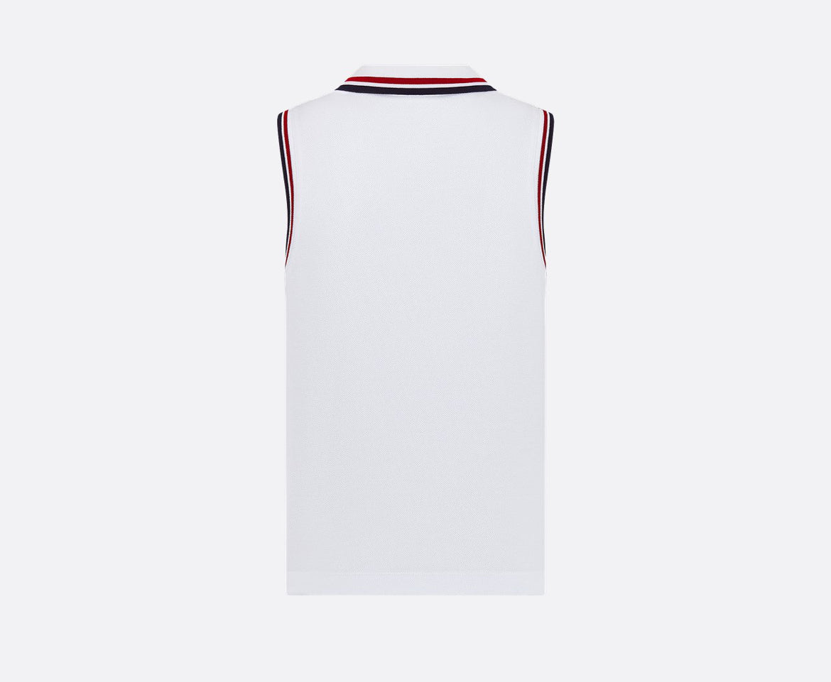 Dior 513T12A4200,Dior vibe tank top,Dior white vest,Dior white sleeveless polo,Dior white womens polo shirt,Dior white polo s