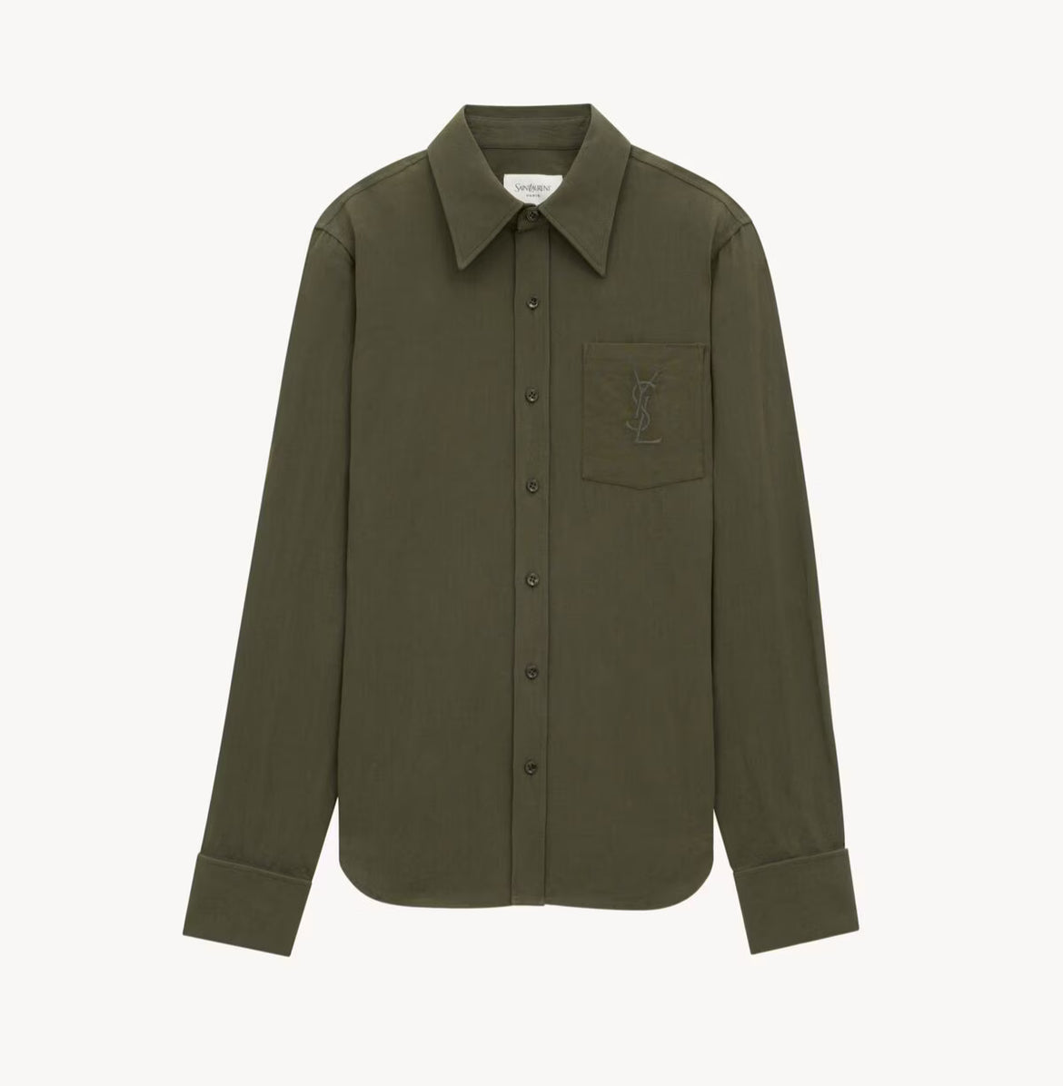 Saint Laurent 823673 Y3D50,YSL 823673 Y3D50,Saint Laurent cassandre shirt,YSL cassandre shirt,Saint Laurent khaki shirt,YSL k