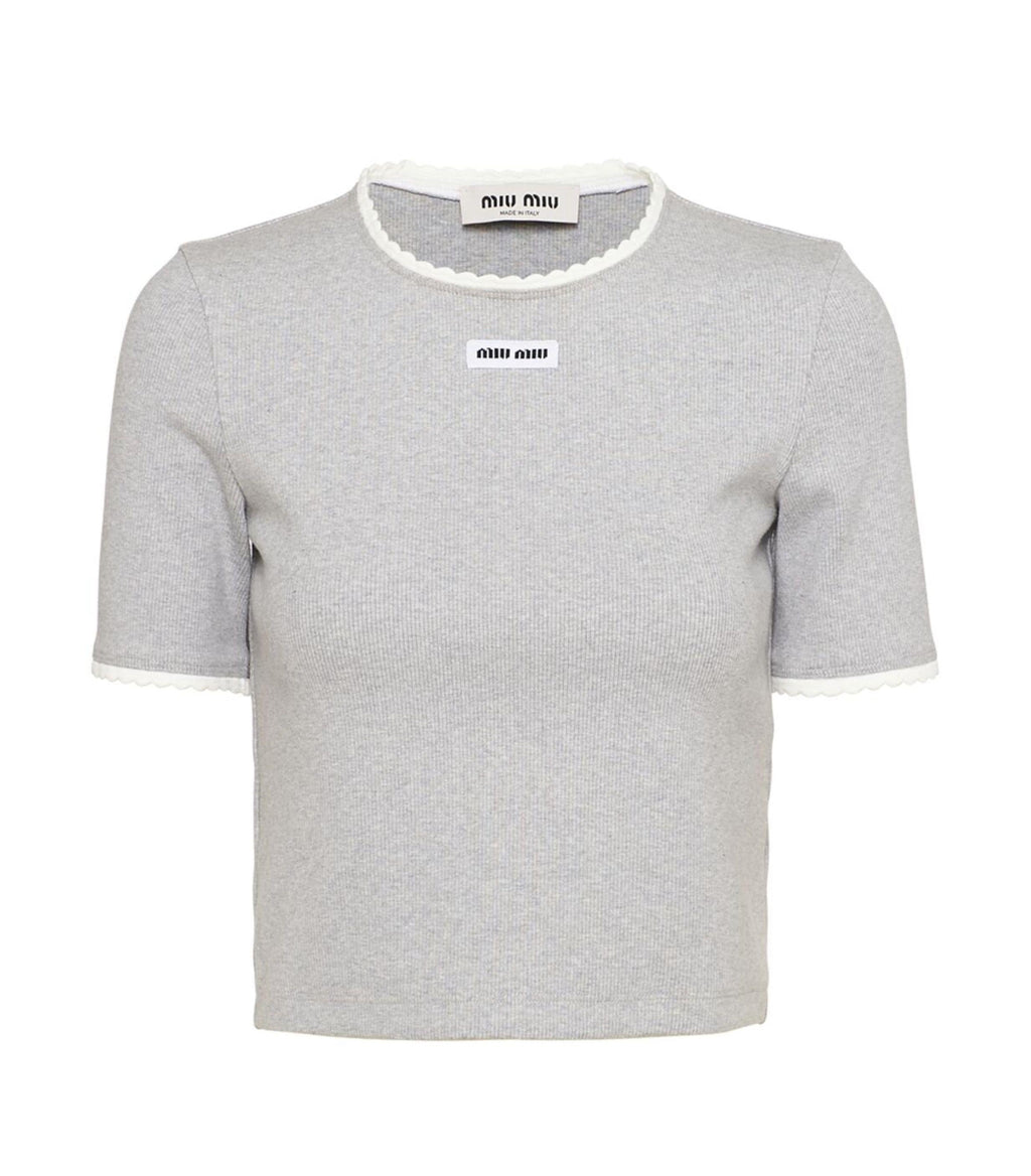 Miu Miu embroidered logo short sleeve jumper