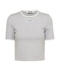 Miu Miu embroidered logo short sleeve jumper