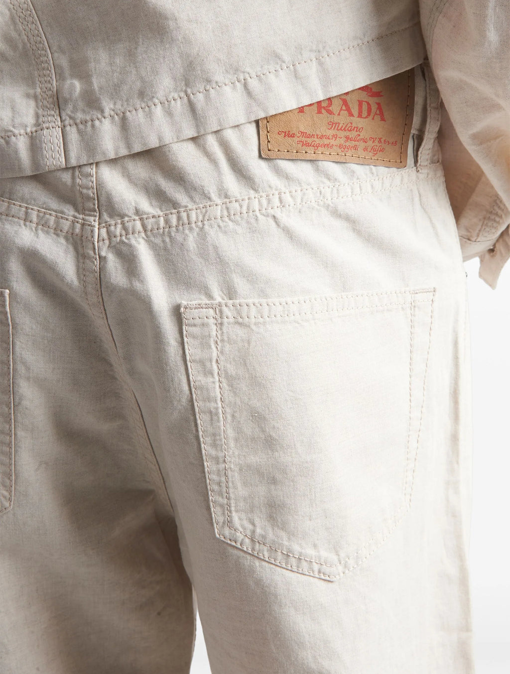 Prada GEP374SVMO14J2,Prada trousers,Prada trousers white,Prada trousers men beige,Prada white trousers mens,Prada trousers on