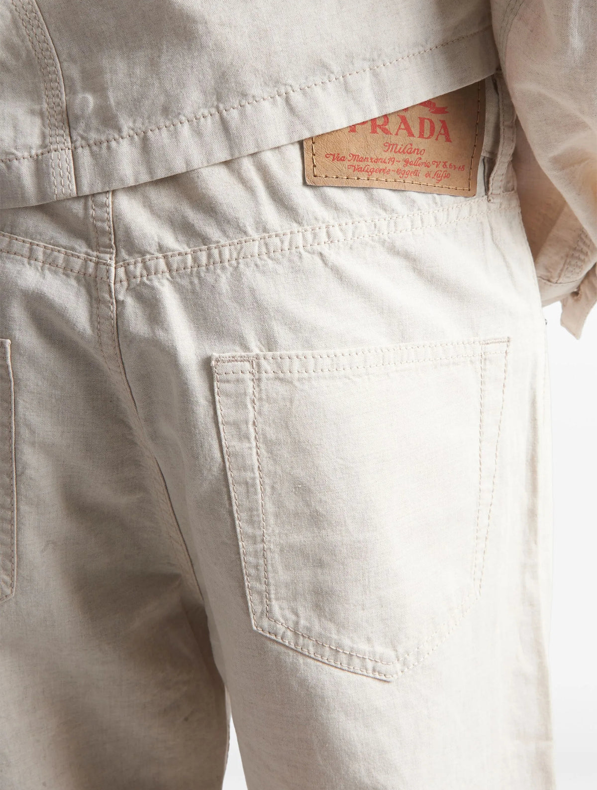 Prada GEP374SVMO14J2,Prada trousers,Prada trousers white,Prada trousers men beige,Prada white trousers mens,Prada trousers on