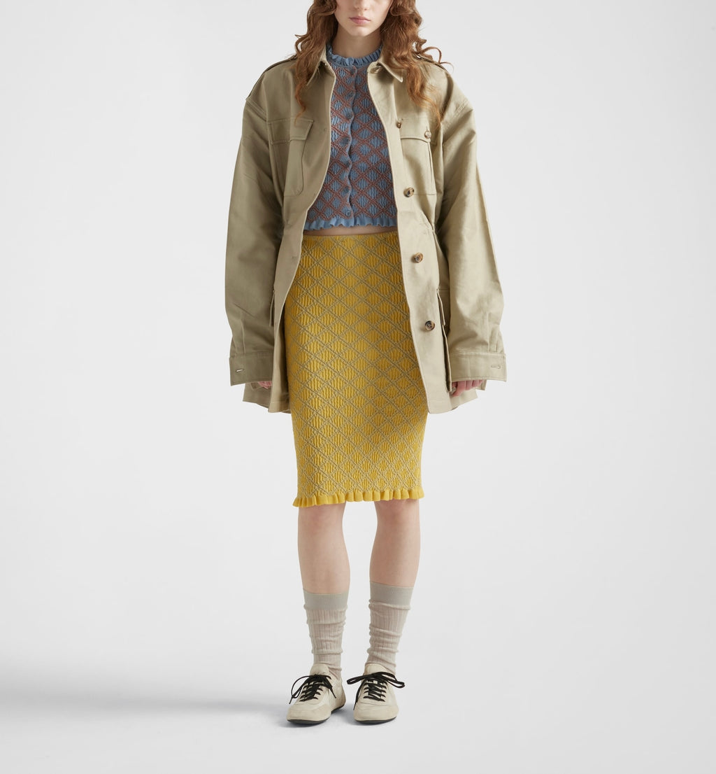 Prada P25N47_16X0_F0012_S_OOO,Prada cotton cardigan,Prada short sleeve cardigan,Prada triangle logo cardigan,Prada short slee