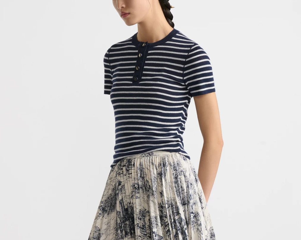 Dior 514S71A7008,Dior marine short sleeved top,Dior short sleeved top,Dior striped short sleeved top,Dior short sleeved top o