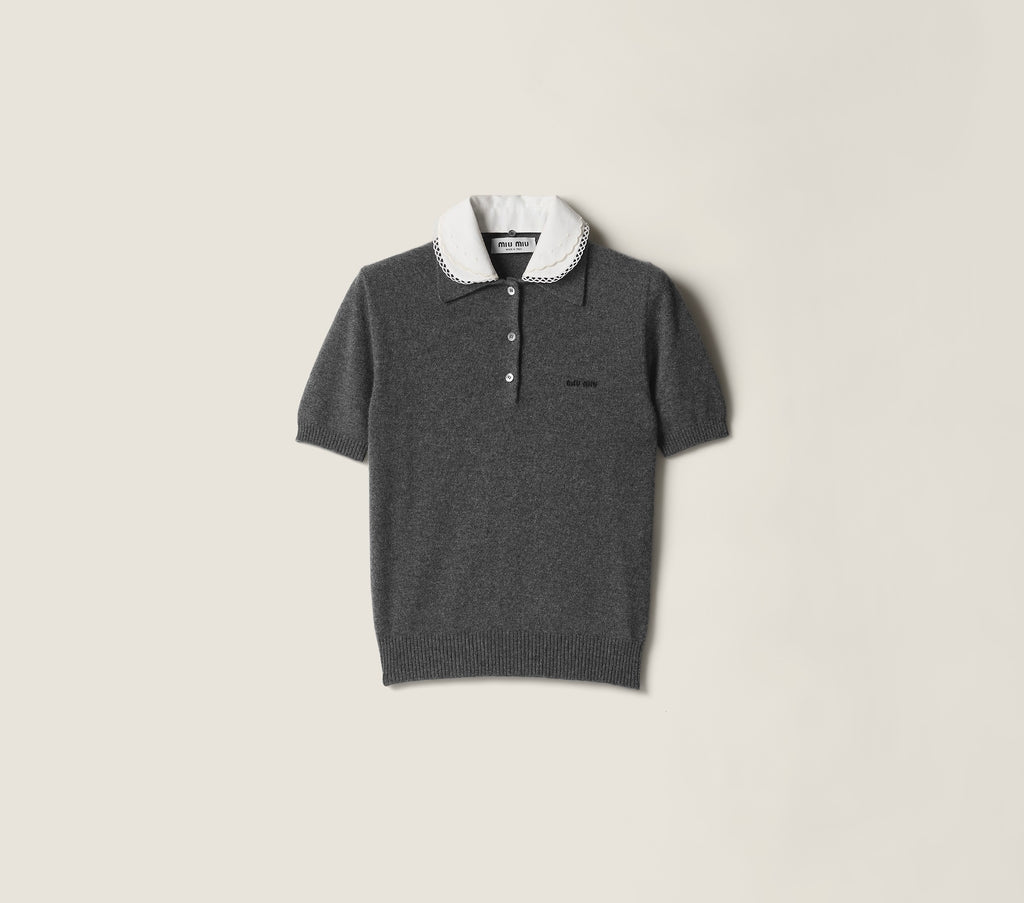 Winniemodo,Winniemodony,MIU MIU MML03Z,MIU MIU Cashmere polo,MIU MIU polo women,MIU MIU knit polo shirt,Miu MIU womenwear sal