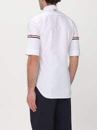 Thom Browne MWS242A06177,Thom Browne Grosgrain armband shirt,Thom Browne armband white shirt,Thom Browne short sleeve white s