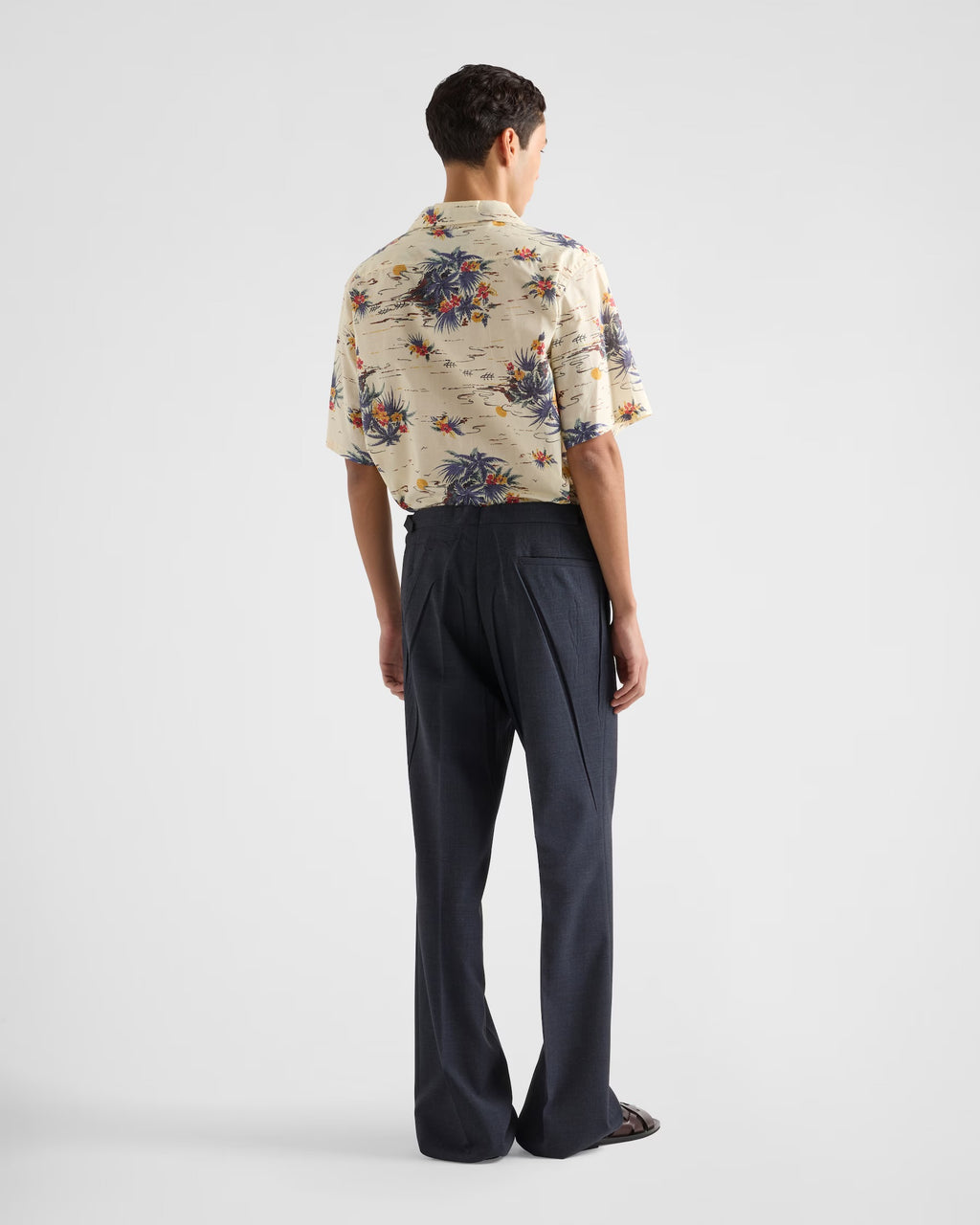 Prada USC414SUMO15YK, Prada Hawaii printed shirt, Prada Hawaii printed short sleeve shirt, Prada flower printed mens shirt, P