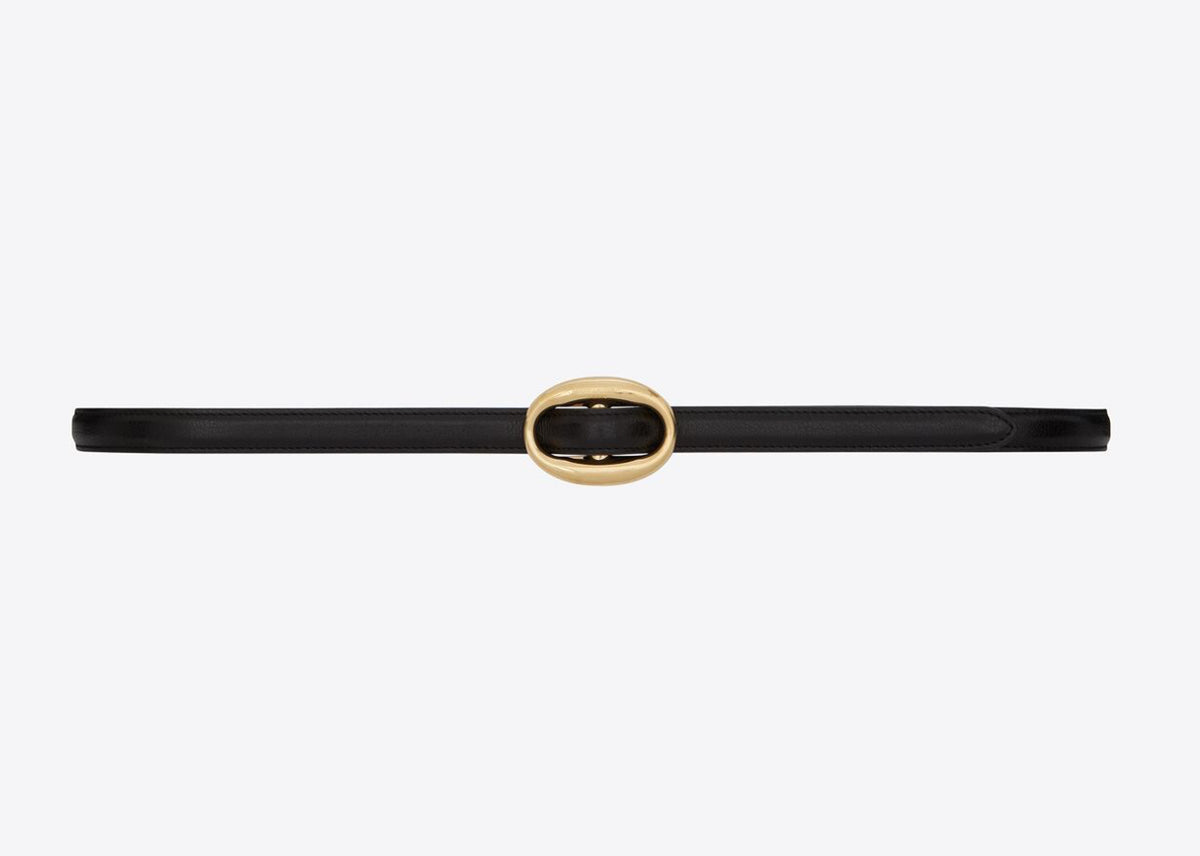 Saint Laurent oval buckle thin belt in smooth leather,Saint Laurent on sale ,Saint Laurent online shop,Saint Laurent outlet,S