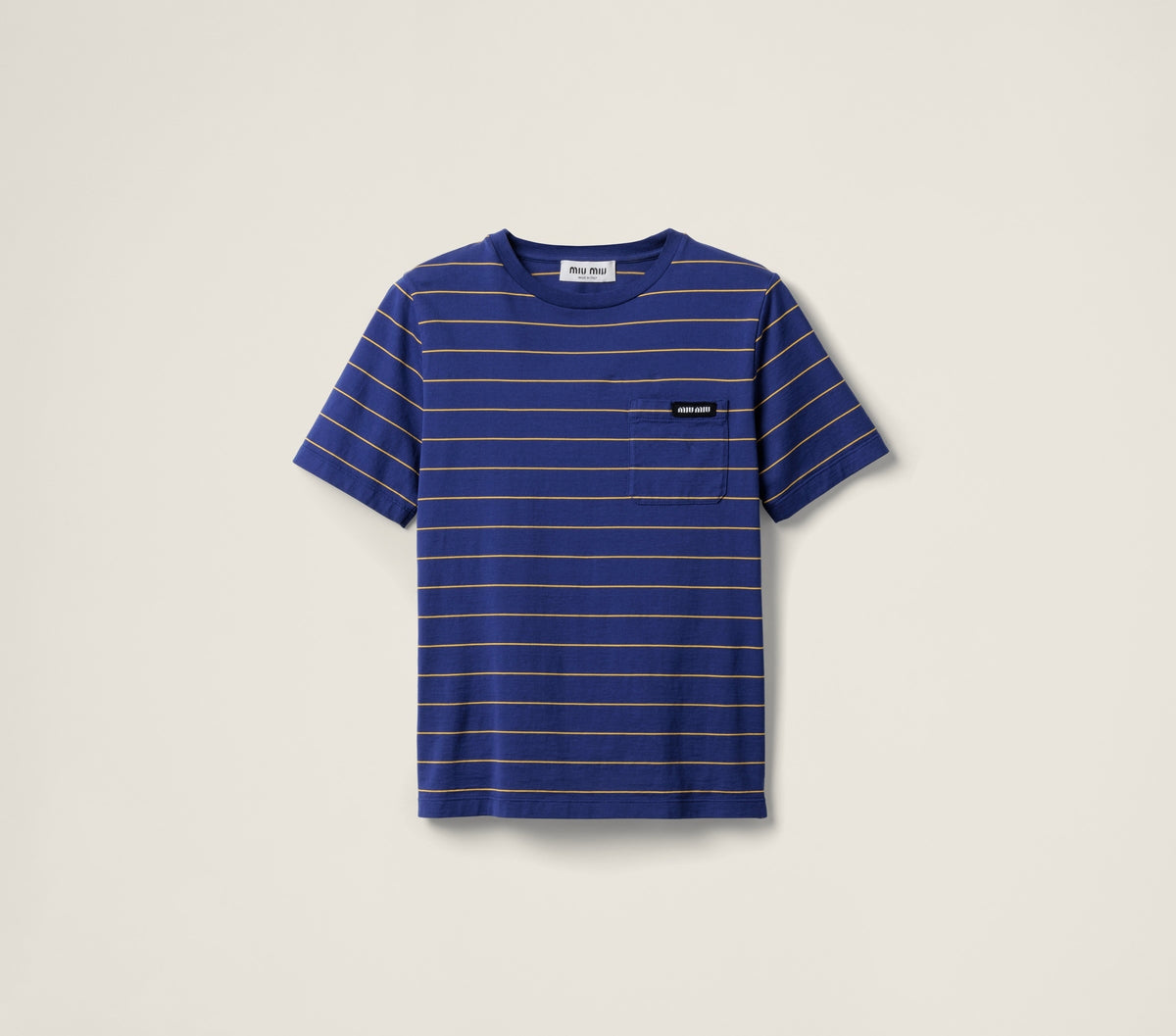 MIU MIU MJN537_14RT_F0XEI_S_OOO,Miu Miu stripe T-shirt,Miu Miu stripe blue T-shirt,Miu Miu blue T-shirt,Miu Miu T-shirt 2025,