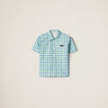 MIU MIU MK1959SOOO17L6, Miu Miu Gingham check poplin shirt,Miu Miu check shirt, Miu Miu green check short sleeve shirt,MIU MI