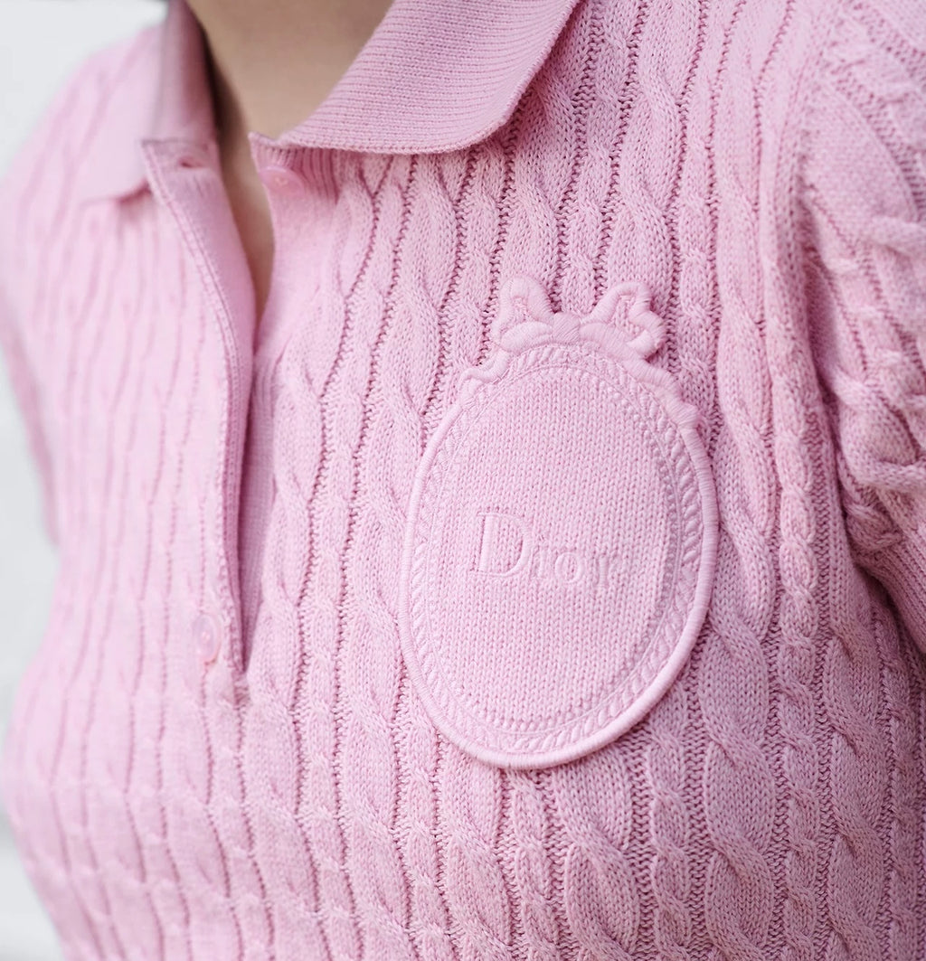 Winniemodo,Winniemodony,Dior 624S17A7111,Dior short sleeve sweater,Dior knit polo pink,Dior clothes outlet,Dior clothes sale,