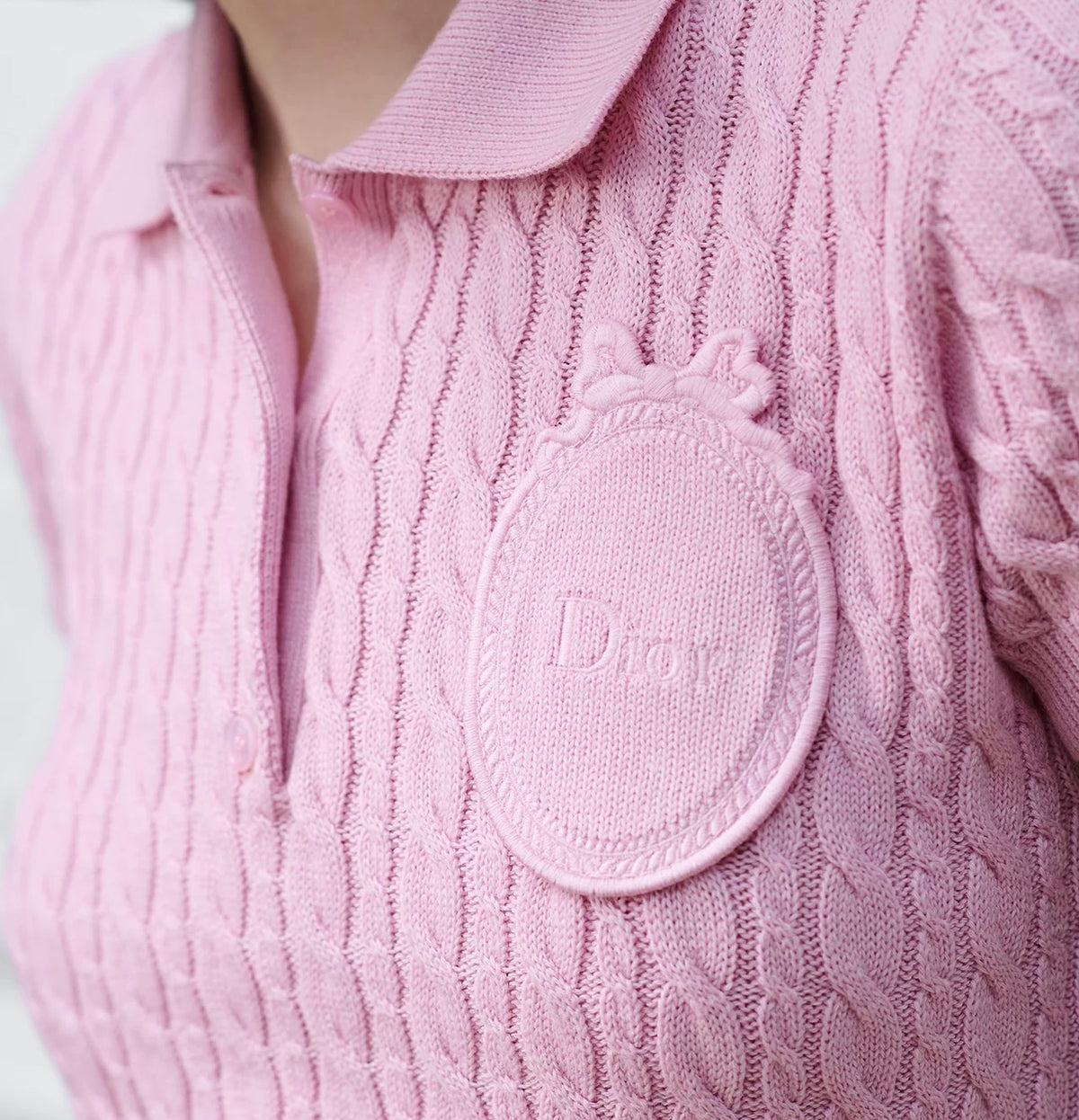 Winniemodo,Winniemodony,Dior 624S17A7111,Dior short sleeve sweater,Dior knit polo pink,Dior clothes outlet,Dior clothes sale,