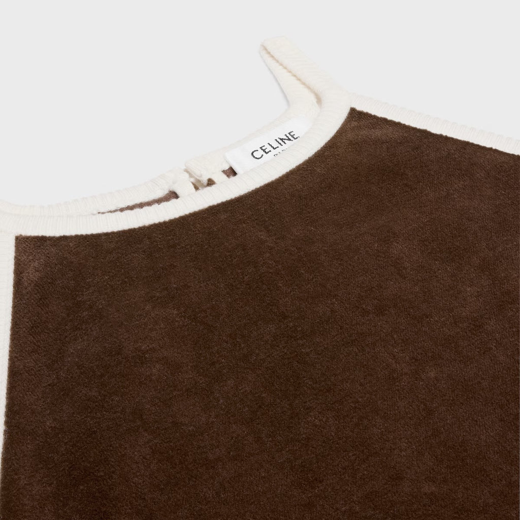 Celine 2X79M748Q.19XC,Celine triomphe tank top in velvet jersey,Celine triomphe tank top brown velvet,Celine brown velvet ves