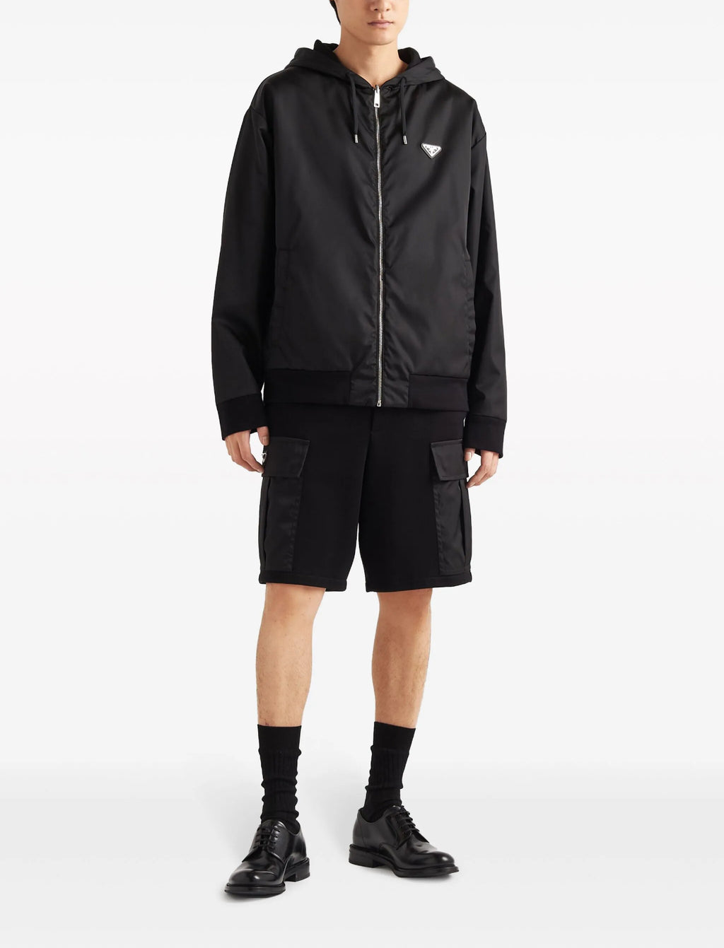 Prada UJL41BSOOO11JE,Prada reversible jacket,Prada zip up jacket,Prada black jacket,Prada jacket black mens,Prada triangle lo