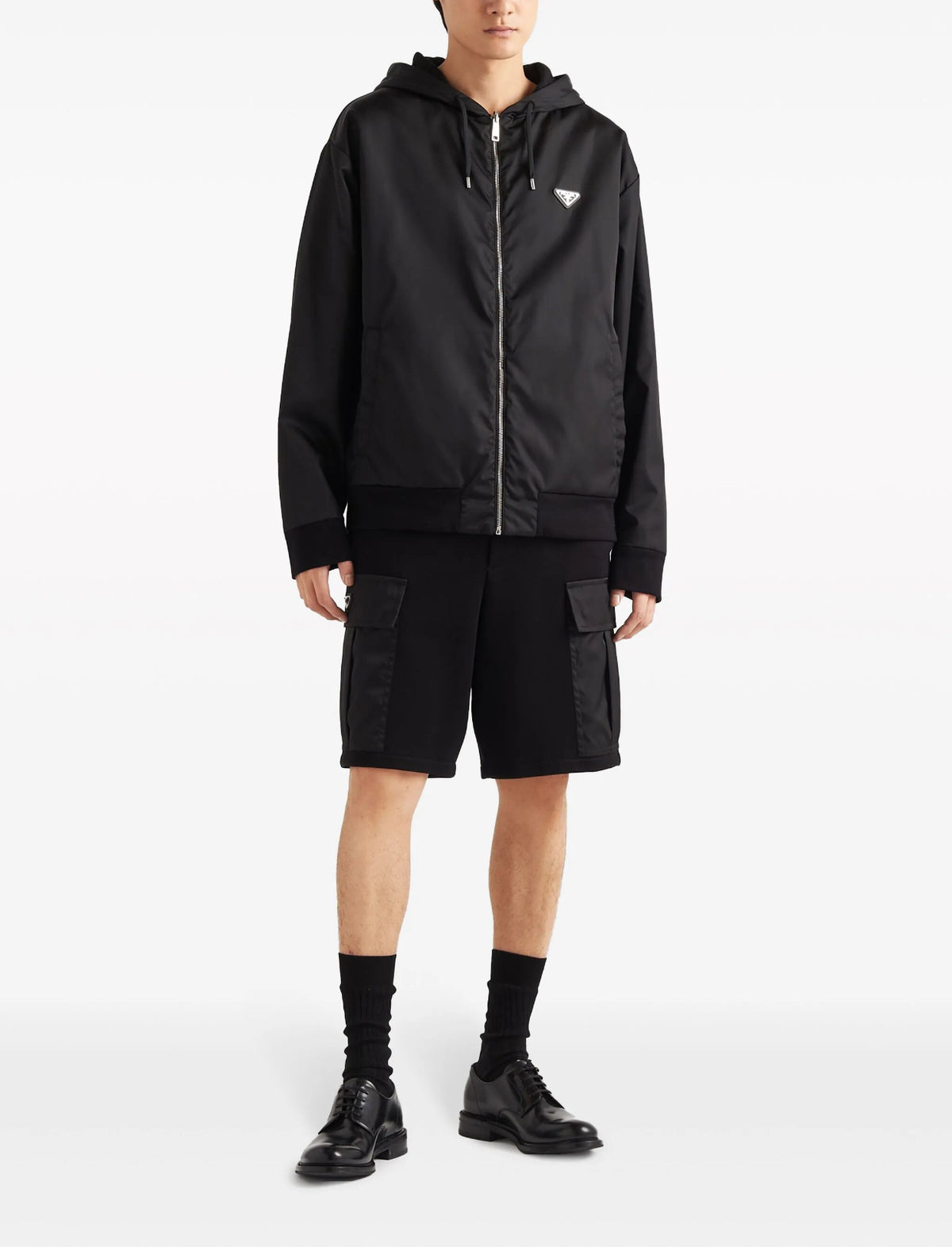 Prada UJL41BSOOO11JE,Prada reversible jacket,Prada zip up jacket,Prada black jacket,Prada jacket black mens,Prada triangle lo