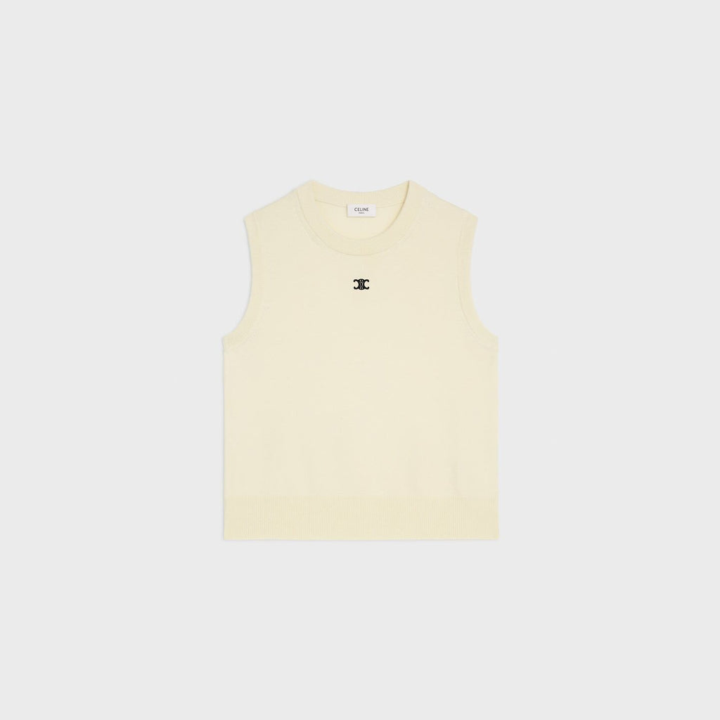 Winniemodo,Winniemodony,Celine RX0I70100.01OW,Celine vest,Celine vest top sale,Celine womens top,Celine knit vest,Celine knit
