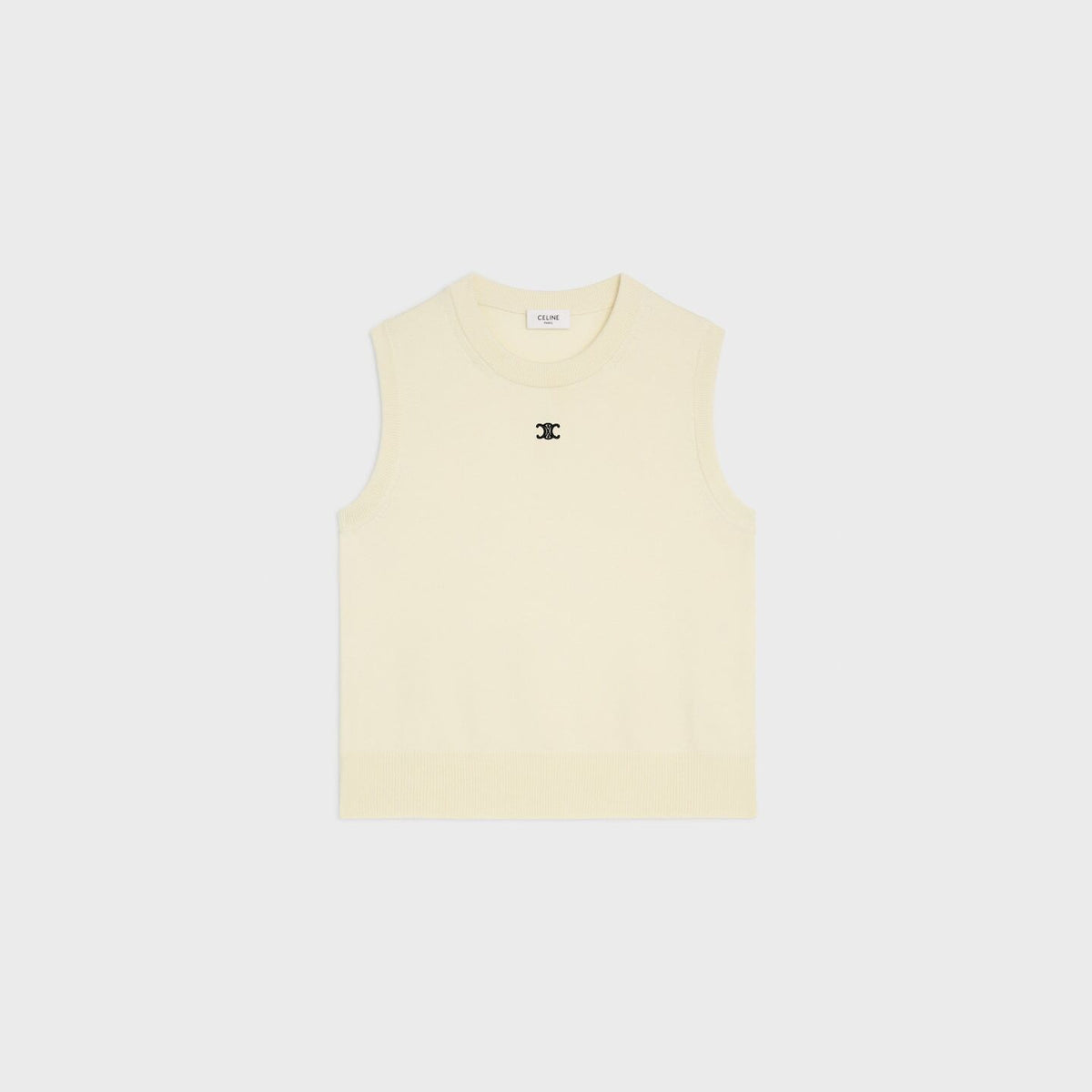 Winniemodo,Winniemodony,Celine RX0I70100.01OW,Celine vest,Celine vest top sale,Celine womens top,Celine knit vest,Celine knit