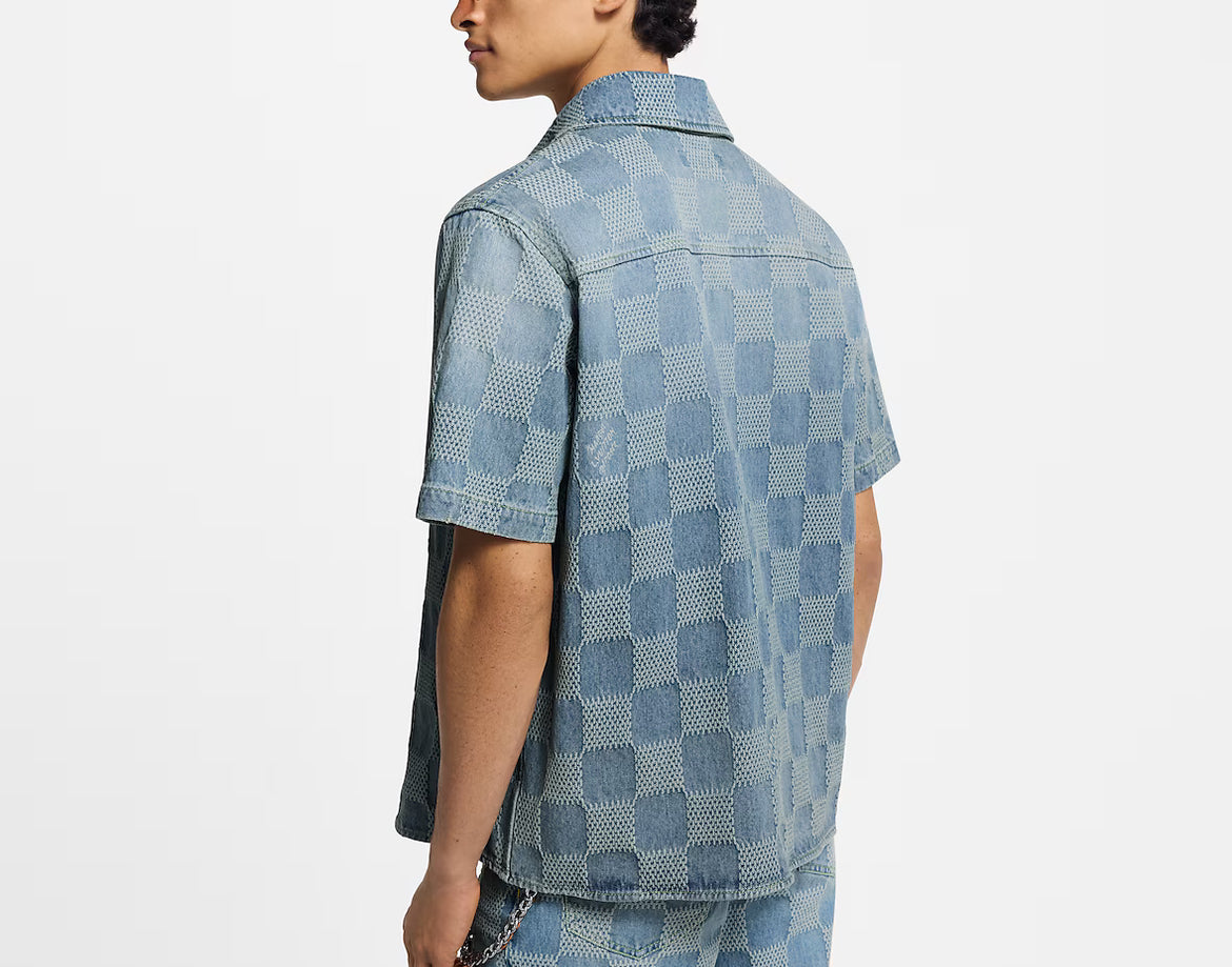 Louis Vuitton 1AHVYZ,LV 1AHVYZ,Louis Vuitton 3D denim short sleeved shirt,LV denim short sleeved shirt,Louis Vuitton denim sh