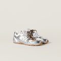 MIU MIU 5E165E,Miu Miu 530SL New Balance metallic sneaker,MIU MIU New Balance silver sneaker,MIU MIU new balance 530sl,New ba