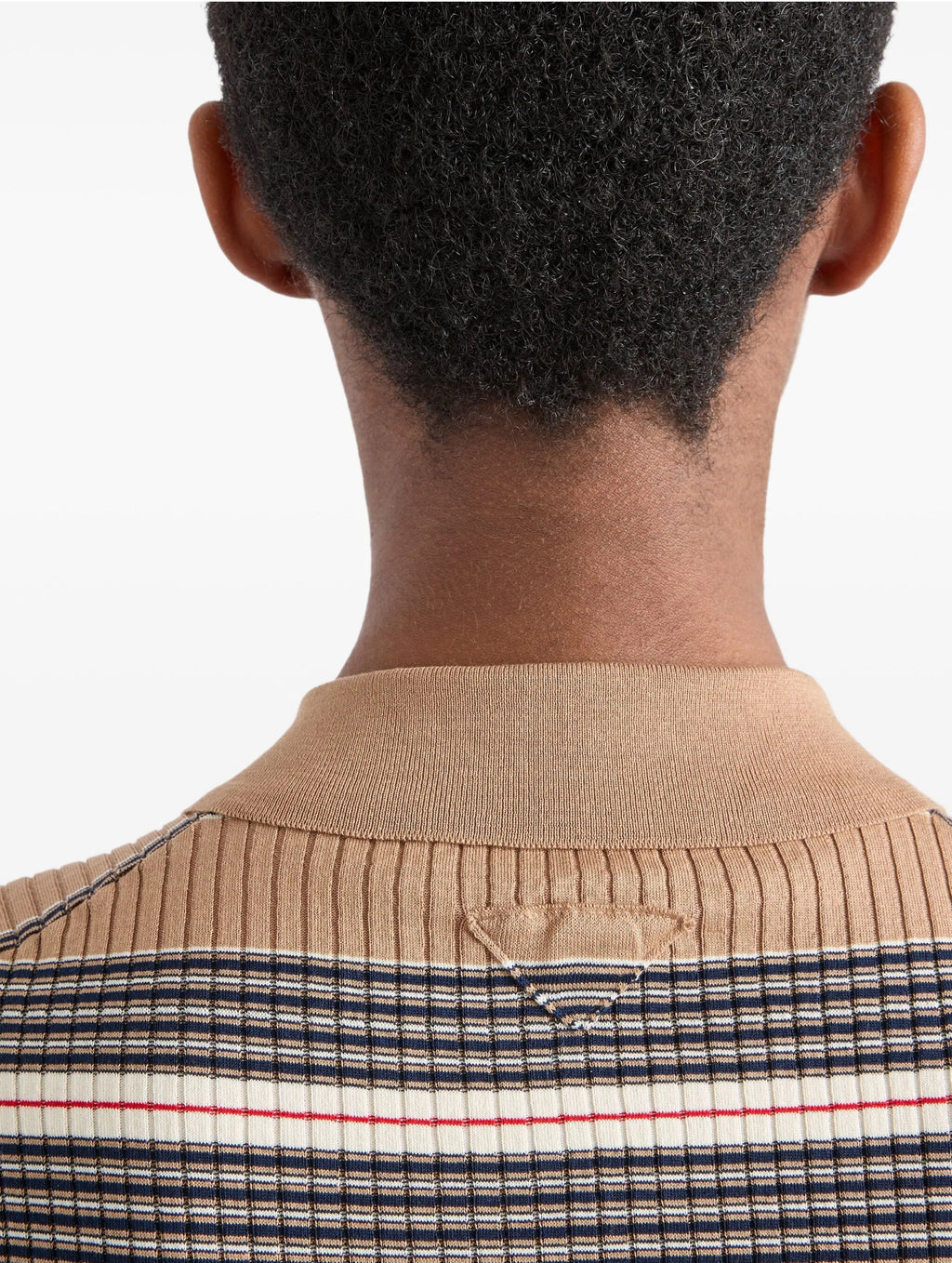 Prada P24R2U_17KJ_F0040_S_OOO,Prada cotton polo shirt,Prada stripe polo shirt,Prada brown stripe polo shirt,Prada womens cott