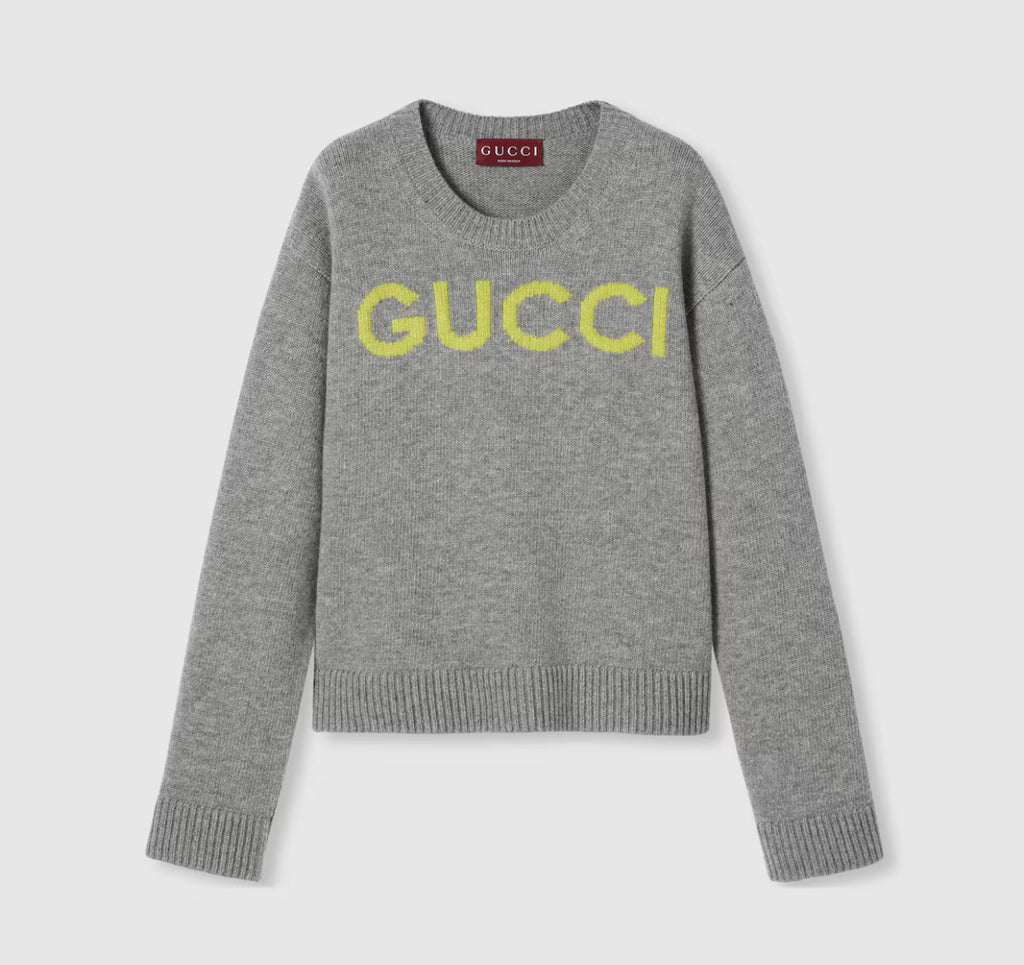 Winniemodo,Winniemodony,Gucci 770072 XKEBC,Gucci wool top,Gucci knit sweater,Gucci knit sweater sale,Gucci sweater grey,Gucci
