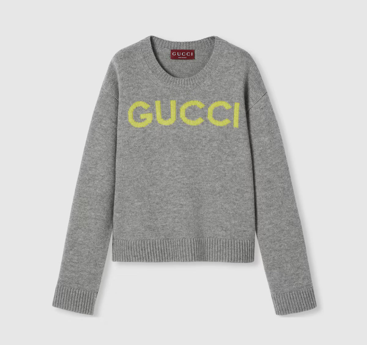 Winniemodo,Winniemodony,Gucci 770072 XKEBC,Gucci wool top,Gucci knit sweater,Gucci knit sweater sale,Gucci sweater grey,Gucci