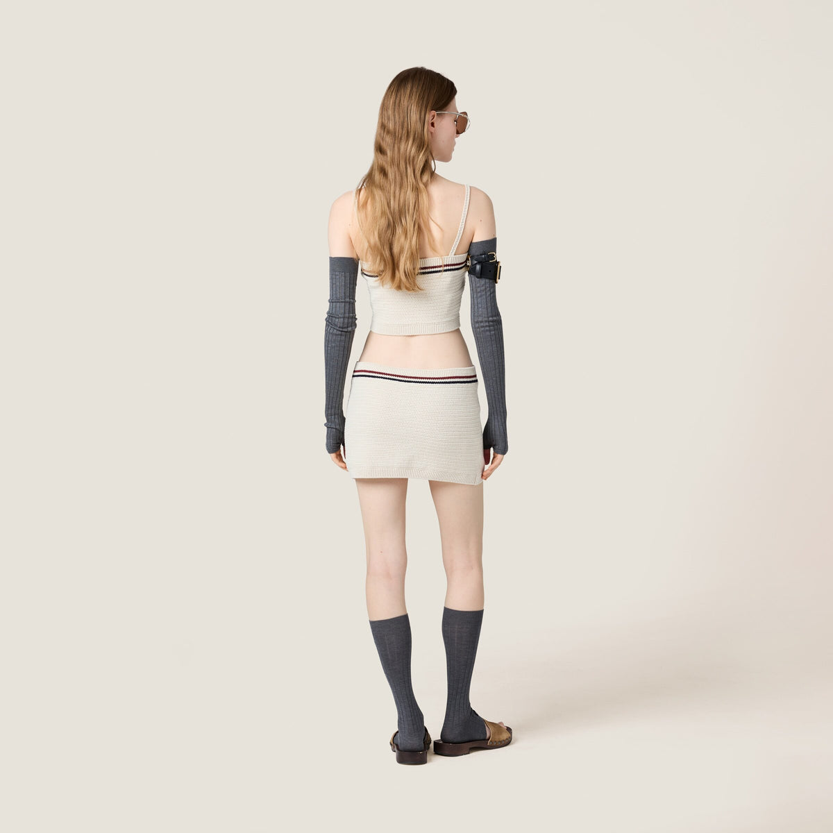 MIU MIU MMG550,Miu Miu cotton knit miniskirt,Miu Miu knit miniskirt,Miu Miu miniskirt beige,Miu Miu miniskirt,Miu Miu miniski